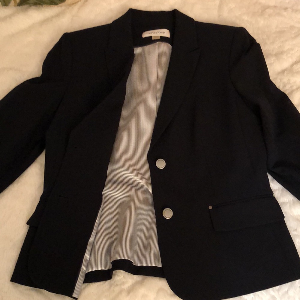 Navy suit with skirt